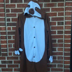 Sloth One Piece Plush Pajama Jumpsuit Adult Small